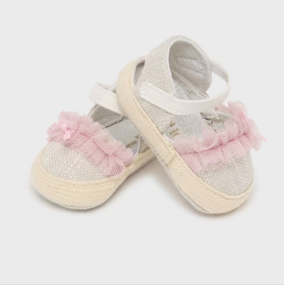 Mayoral Newborn Espadrille with Ruffle Linen